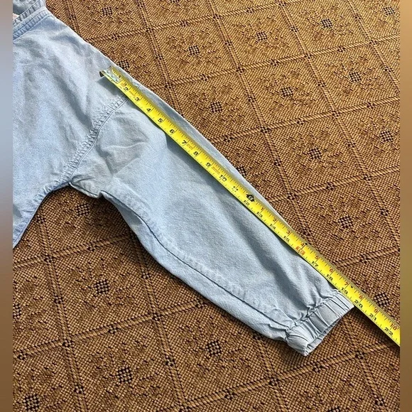 Vint. Christopher & Banks Lightweight Denim Lt. Blue Hearts & Floral Pullover M - Picture 7 of 8